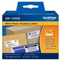 ETIQUETA PRECORTADA BROTHER DK1202 BLANCA  300 ETIQUETAS 62X100 MM COMPATIBLE CON QL´S