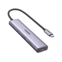 HUB USB-C (Docking Revodok) 5 en 1 | 1 USB-A 3.0 (5Gbps) | 2 USB-A 2.0 (5Gbps) | HDMI 2.0 4K@30Hz | USB-C PD Carga 100W | Cable Trenzado Duradero | Carcasa de Aluminio.