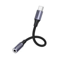 Adaptador USB Tipo C a Jack 3.5mm / Cable de 10 cm / Soporta CTIA/OMTI / HiFi / Plug & Play / Funda Anti Torceduras / Carcasa de Aluminio / Nylon Trenzado / Llama, Escucha Música y Controla.