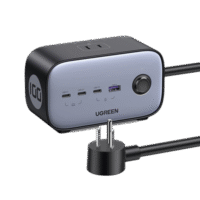 Cargador de Escritorio y Tomacorriente Múltiple | 3 Puertos USB-C | 1 Puertos USB-A | 3 Tomacorriente de CA | Tecnología GaN II | 1 USB 100W PD | Carga Rápida | Diseño Innovador en Forma de Cubo | Interruptor de Apagado.