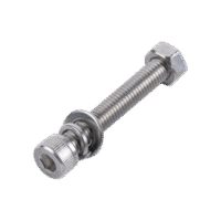 Tornillo Allen Milimétrico de Acero Inoxidable  M8-1.25 x 25 / Con Tuerca, Arandela de Presión y Plana / Para Montajes de Módulos Foto Voltaicos .