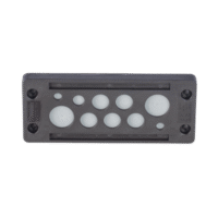 Pasacable de 10 Orificios de Marco Rectangular, IP65, 4.41" X 1.42", para Cables no Terminados, Color Negro.
