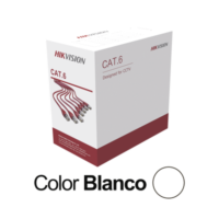 bobina de cable utp 305 mts / cat 6 (24 awg) / color blanco / pvc (cm) / uso en interior / cca (cobre con aluminio) / aplicaciones de cctv y redes de datos DS-1LN6U-W/CCA