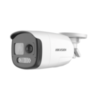 bala turbohd 2 megapixel (1080p) / imagen a color 24/7 / lente 2.8 mm / luz blanca 40 mts / exterior ip67 / wdr 130 db / sensor pir / sirena integrada / salida de audio estrobo rojo – azul / micrófono integrado DS-2CE12DF3T-PIRXOS