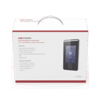 Kit de Control de Acceso TODO INCLUIDO con Lector de Rostros, QRs , Tarjetas y Huellas / 3,000 Rostros / Compatible con App Hik-Connect / Videoportero / Incluye Electroimán  Botón de Salida y Montajes Z y L para imán Modelo:DS-KAS541