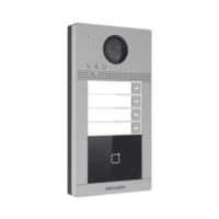 Videoportero IP 2 Megapixel / Llamada y Apertura Remota desde App Hik-Connect / PoE / Exterior IP65 + Antivandalico IK08 / 4 Departamento / Apertura con Tarjeta / Soporta 2 Puertas y hasta 6 Monitores Modelo:DS-KV8413-WME1(C)