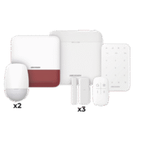 (AX PRO) KIT de Alarma AXP RO / Incluye: 1 Hub / 2 Sensores PIR / 3 Contactos Magnéticos mini / 1 Control Remoto / 1 Sirena Estrobo en color Rojo Inalambrica Exterior /1 Teclado Inalámbrico / WiFi / Compatible con Hik-Connect P2P Modelo:DS-PWA48-FULL-K(R)
