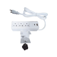 Tomacorriente para Escritorio / Cuenta con Bracket Ajustable a Diferentes Grosores / 3 Contactos 110VCA / 2 Contactos para Carga USB