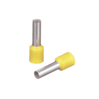 Ferrúl de cobre DIN Amarillo para Cable 10 AWG con largo 12 mm.  Paquete de 100 Piezas