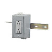 Caja Utilitaria para Montaje en Riel Din con Contacto Duplex de 15 A 125 V / Nema 5-15R / Gris.