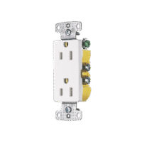 Contacto Duplex Decorador 15A 125V, 2 Polos, 3 Hilos, Color  Blanco (Nema5-15R).