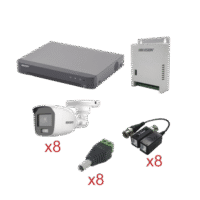 KIT TurboHD con Audio 1080p / DVR 8 Canales / 8 Cámaras Bala (exterior 2.8 mm) / Transceptores / Conectores / Fuente de Poder / AUDIO POR COAXITRON