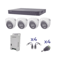 kit colorvu turbohd 1080p / dvr 4 canales / 4 cámaras eyeball (exterior) lente 2.8mm / fuente de poder profesional / transceptores de video y accesorios de corriente KH1080P4EC