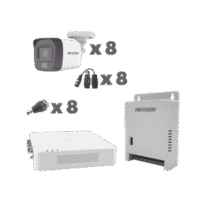 kit turbohd 1080p / dvr 8 canales con audio por coaxitron / 8 cámaras con micrófono integrado 101° visión/  luz blanca + ir visión nocturna  / transceptores / conectores / fuente de poder profesional KH1080P8BFH
