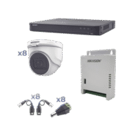 kit turbohd 1080p / dvr 8 canales / 8 cámaras turret (exterior 2.8 mm) / conectores / transceptores / fuente de poder profesional hasta 15 vcc para larga distancia KH1080P8DW