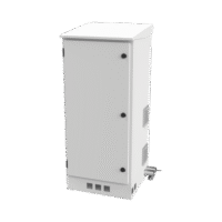 Gabinete de Piso para Exterior con Ventiladores y Termostato con Rack de 19" de 16 U + Espacio para Baterías.