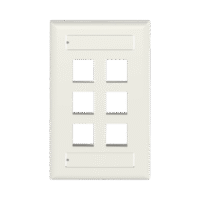 Placa de Pared Vertical, Salida Para 6 Puertos Keystone, Con Espacios Para Etiquetas, Color Blanco Mate