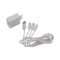 Cargador de pared USB de 5 Vcc 2A / Multi-puertos / USB-C / Micro USB / Tipo C / Lightning (iPhone) / Extensión de cable 1.2 metros