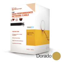 Bobina de cable de 305 metros de cable Cat6 de alto desempeño; color Dorado, super flexible, UL , para aplicaciones de CCTV y redes de datos