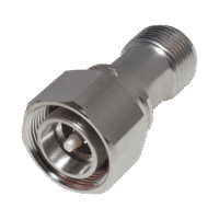 Adaptador en Línea de Conector 4.3-10 Macho a N Hembra, Bronce Blanco/ Plata/ Teflón.