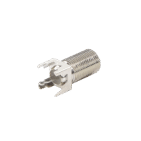 Conector F Hembra para PCB de Montaje Vertical, Níquel/ Estaño/ Polietileno.