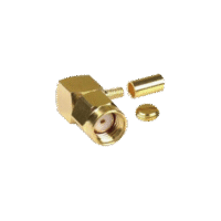 Conector SMA Macho Inverso en Ángulo Recto, Anillo Plegable/ RG-174/U, BELDEN 8216, Oro/ Oro/ Teflón.