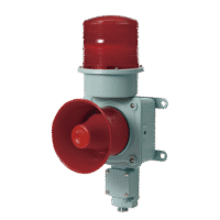 Combinación de baliza LED color roja con sirena electrónica para aplicaciones de la industria pesada  máx.114 dB a 24 VCD