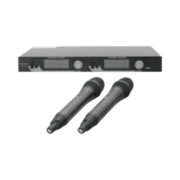 Kit de Microfonía inalámbrico | 2 Micrófonos de mano | Receptor UHF | Pantalla LCD | 200 Canales | Gran cobertura