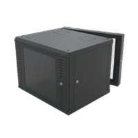 Gabinete Abatible de Pared (Con Marco Trasero) con Rack 19" de 9 Unidades. Ventana de Cristal Templado.
