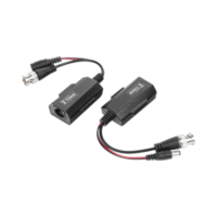 Kit de transceptores activos con conector para alimentación (12V/24Vcc/AC) TurboHD para aplicaciones de video por UTP Cat5e/6 en HD. Distancia de hasta 150 m en 4K