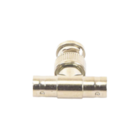 Adaptador en T para 75 Ohm de Conector BNC Macho a Doble BNC Hembra, Níquel/ Oro/ Teflón.