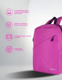 MOCHILA BACKPACK TECHZONE CLASSIC TZLBP43015B-R PARA LAPTOP DE 15.6 ROSA