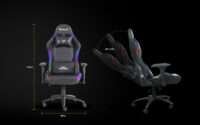 SILLA OCELOT GAMING OSRGB / VINIPIEL / RGB / BASE METALICA AJUSTABLE / DESCANSABRAZOS 4D / PISTON CLASE 4 / RECLINABLE 90-155 GRADOS / HASTA 150KG / COJINES LUMBAR Y CERVICAL / COLOR NEGRO