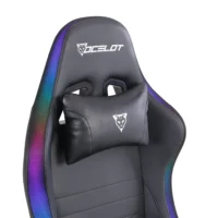 SILLA OCELOT GAMING OSRGB / VINIPIEL / RGB / BASE METALICA AJUSTABLE / DESCANSABRAZOS 4D / PISTON CLASE 4 / RECLINABLE 90-155 GRADOS / HASTA 150KG / COJINES LUMBAR Y CERVICAL / COLOR NEGRO
