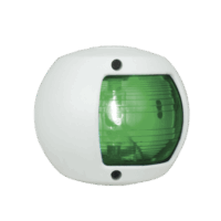 Luz lateral de Navegación en Color Verde con Carcasa Blanca para Embarcaciones a Vela o a Motor de Menos de 20 Metros