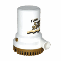 Bomba sumergible de achique serie gold de 2000 galones por hora a 12 Volts de corriente directa.