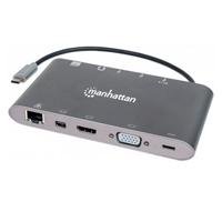 10073583.jpg DOCKING USB,MANHATTAN,152808,-C 11 PTOS, HDMI/MINI DP/VGA, USB-C PD/3XUSBV3.2, RED/AUDIO/SD/MICRO SD