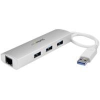 10191561.jpg HUB USB 3.0 DE 3 PUERTOS - CONCENTRADOR DE 3 PUERTOS USB 3.0 CON ADAPTADOR DE RED ETHERNET GIGABIT - HUB PORTATIL DE ALUMINIO - STARTECH.COM MOD. ST3300G3UA