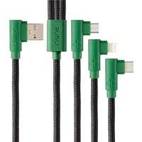 10337392.jpg CABLE 3 EN 1 MICROUSB/TIPO C/LIGHTNING HUNE HIEDRA SUSTENTABLE TRENZADO 90ª 1.2M COMPATIBLE CON IPHONE (BOSQUE)