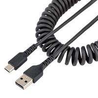 10365694.jpg CABLE DE 50CM DE CARGA USB A A USB C, CABLE USB TIPO C EN ESPIRAL DE CARGA RAPIDA, CABLE USB 2.0 A A USBC NEGRO - STARTECH.COM MOD. R2ACC-50C-USB-CABLE