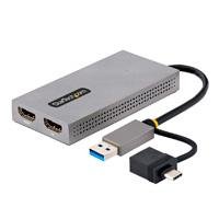 10365912.jpg ADAPTADOR DE USB 3.0 A HDMI DOBLE, USB A/C A 2 PANTALLAS HDMI , DONGLE USB-A A C, CABLE DE 11CM, WIN/MAC - STARTECH.COM MOD. 107B-USB-HDMI
