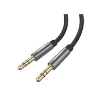 Cable Auxiliar 2 Metros / Conector 3.5mm a 3.5mm / Macho a Macho / Cubierta de TPE / Carcasa de Aluminio / Color Negro