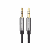 Cable Auxiliar 5 Metros / Conector 3.5mm a 3.5mm / Macho a Macho / Cubierta de TPE / Carcasa de Aluminio / Color Negro