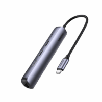 10919-p.png HUB USB-C (Docking Station) 5 en 1 | Ultra Delgado | 2 USB-A 3.1 a (5 Gbps) | HDMI 4K@60Hz | RJ45 (Gigabit Ethernet) | USB-C PD Carga Rápida 100W | Soporta OTG | Chips Inteligentes | Pequeño y Ligero | Caja de Aluminio.