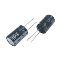 Capacitor Electrolítico de Aluminio, Radial de 3300 µFd, 25 Vcc, 105 °C, 18 x 25 mm.