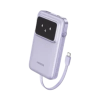 35604b-p.webp Power Bank Serie Uno | 10000mAh | 30W | con Cable USB-C Incorporado | 2 Salidas 30W Max. | Pantalla Inteligente | Carcasa Ignifuga | Aprobado por Aerolíneas.| Color Purple.