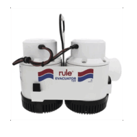 Bomba de evacuación con capacidad de desagüe de 7700 galones por hora a 12 Volts de corriente directa.