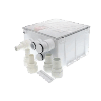 Sistema de desagüe para duchas con bomba de achique de 800 galones por hora a 12 Volts de corriente directa e interruptor de flotación