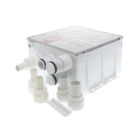 Sistema de desagüe para duchas con bomba de achique de 800 galones por hora a 24 Volts de corriente directa e interruptor de flotación