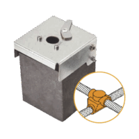 ATW20_W20_XS-p.png Molde de grafito horizontal unión en cruz sobrepuesta de cable 2/0 AWG (pasante) con cable 2/0 AWG (terminal).